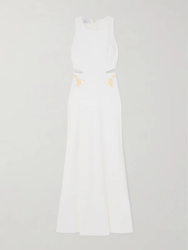 Themis Z Kallos Cutout Printed Crepe Maxi Dress