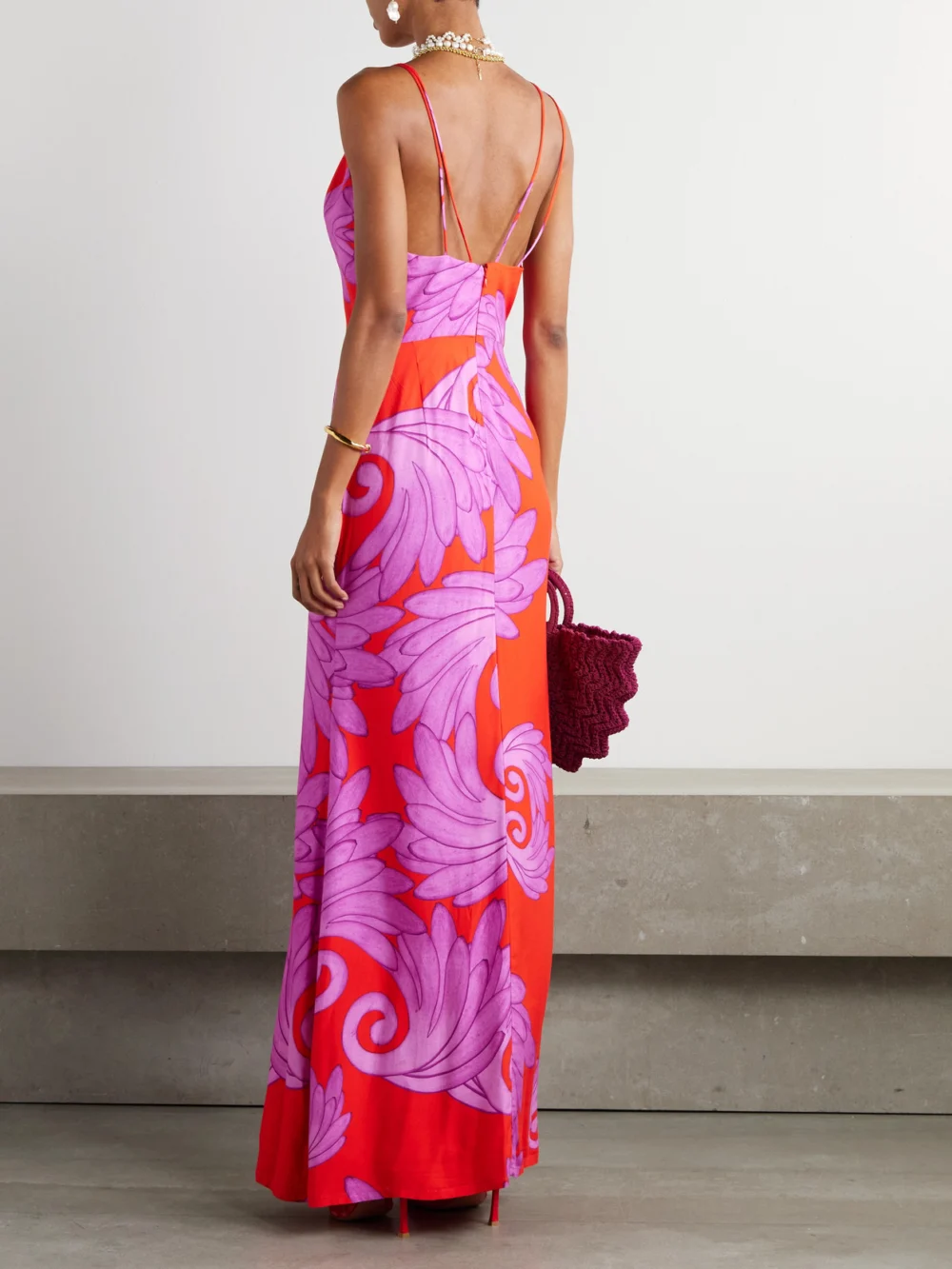 Back view of the Themis Z Lydia Printed Jersey Maxi Dress