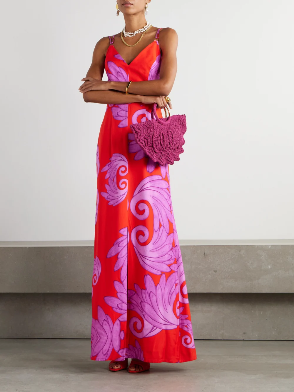 Themis Z Lydia Printed Jersey Maxi Dress, worn by a model