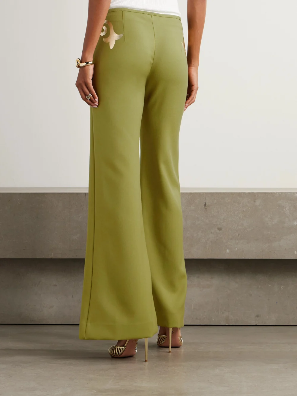 Back view of the Themis Z Sirin Crepe Flared Pants