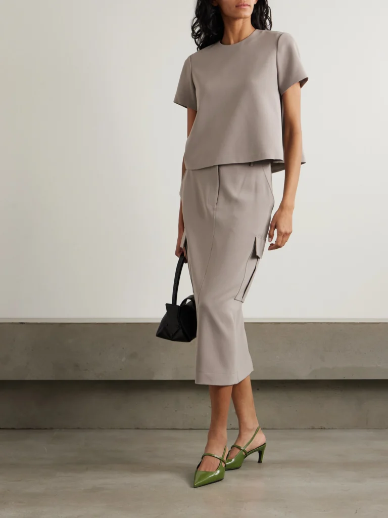 Theory Crepe Midi Skirt