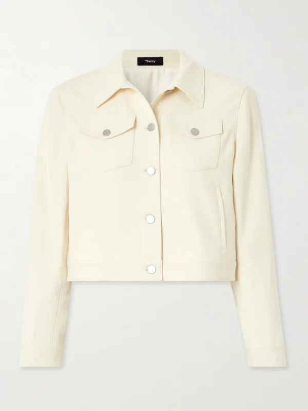 Theory Shrunken Trucker Cropped Crepe Jacket