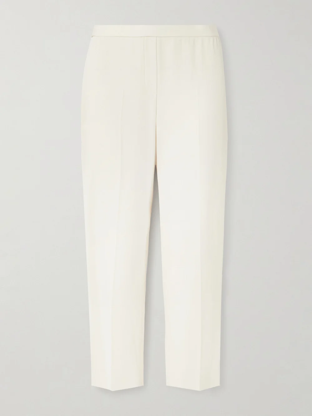 Theory Treeca Cropped Plissé-crepe Straight-leg Pants in off-white