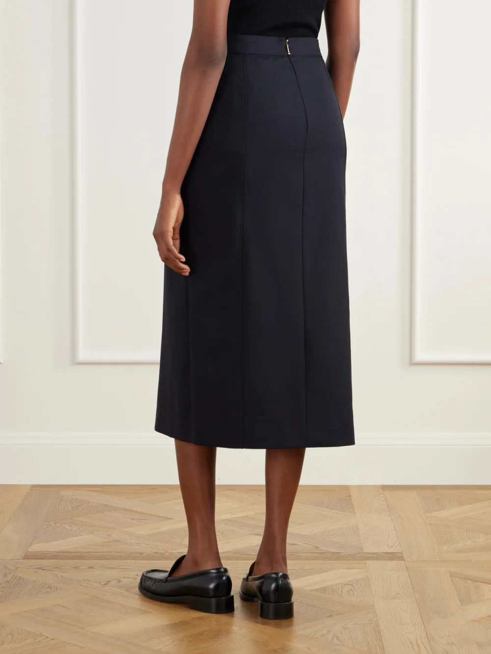 Back view of the Thom Browne Cotton-blend Midi Skirt