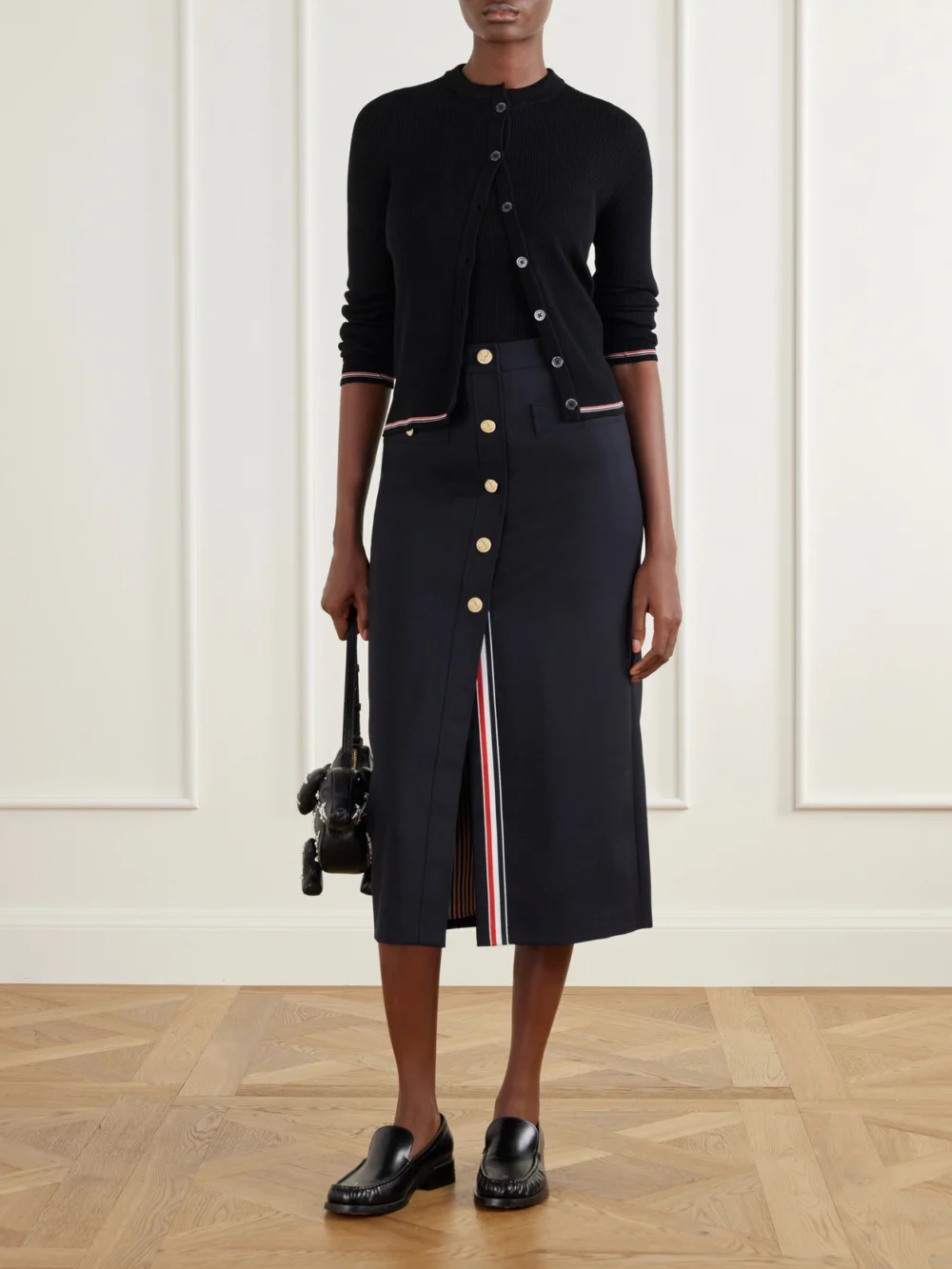 Thom Browne Cotton-blend Midi Skirt, worn by a model