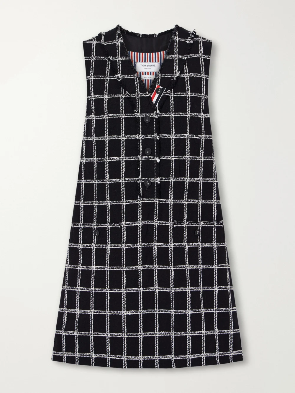 Thom Browne Houndstooth Wool-blend Mini Dress in black