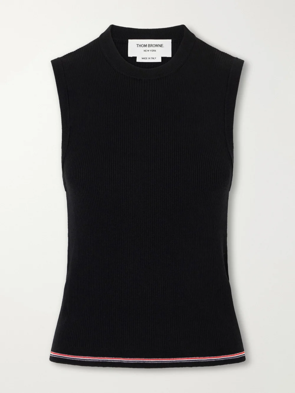 Thom Browne Ribbed Merino Wool Tank in black
