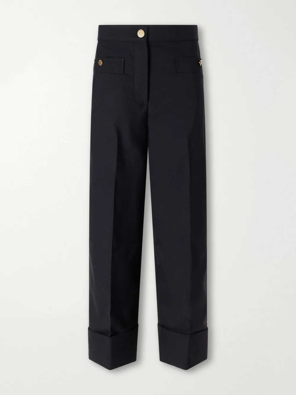 Thom Browne Virgin Wool-twill Straight-leg Cropped Pants in navy