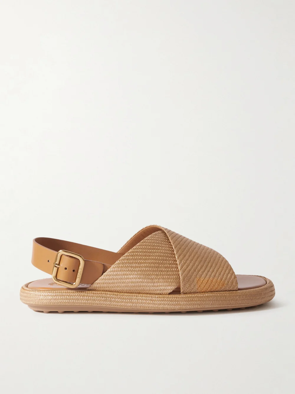 Tod's Gomma Leather-trimmed Raffia Slingback Sandals in beige