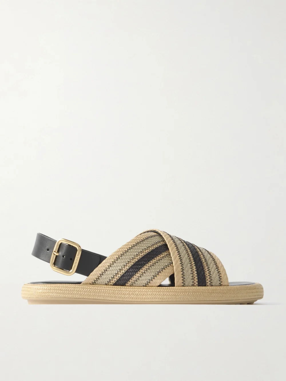 Tod's Leather-trimmed Striped Raffia Sandals in beige