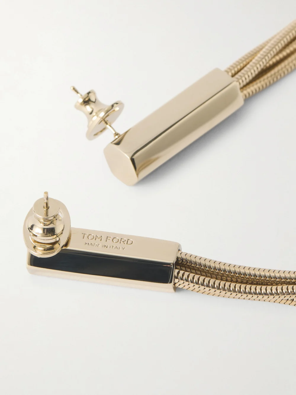 Back view of the Tom Ford Fringed Gold-tone Earrings