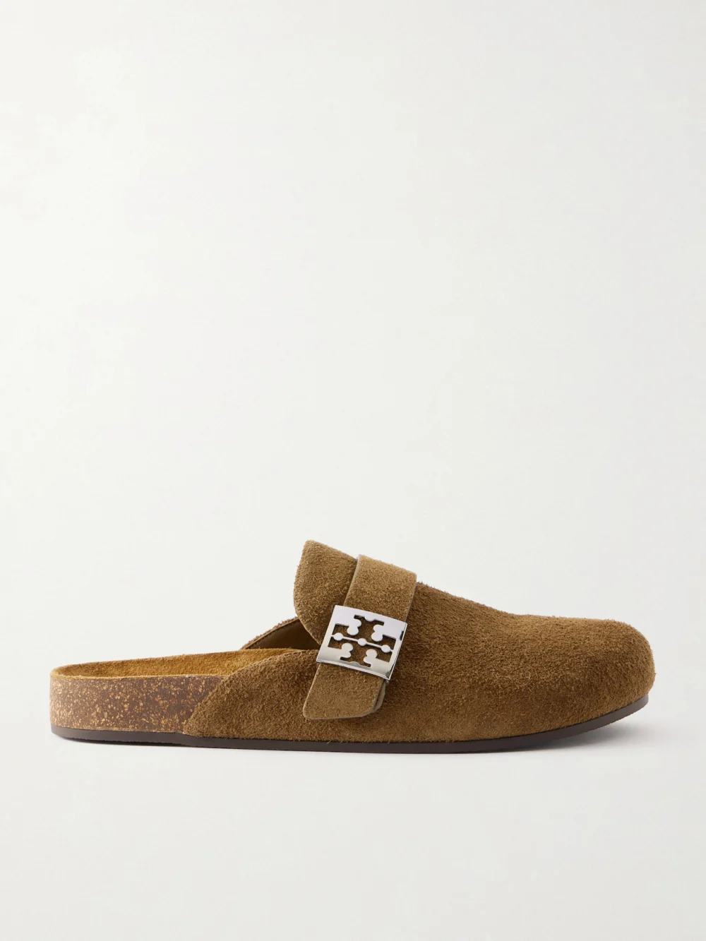 Tory Burch Mellow Embellished Suede Clogs in brown