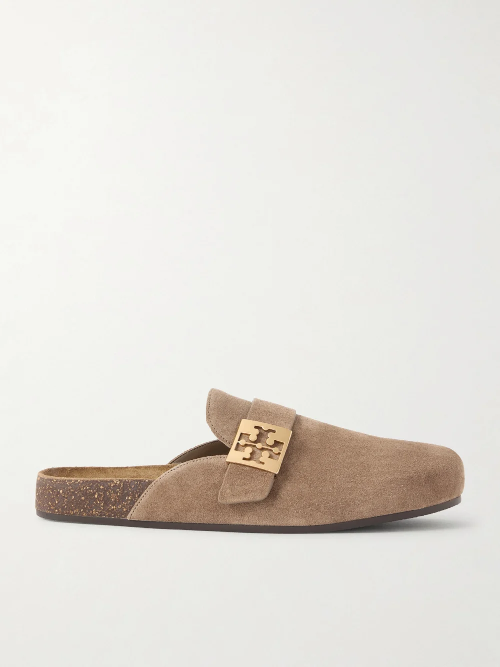 Tory Burch Mellow Embellished Suede Clogs in tan