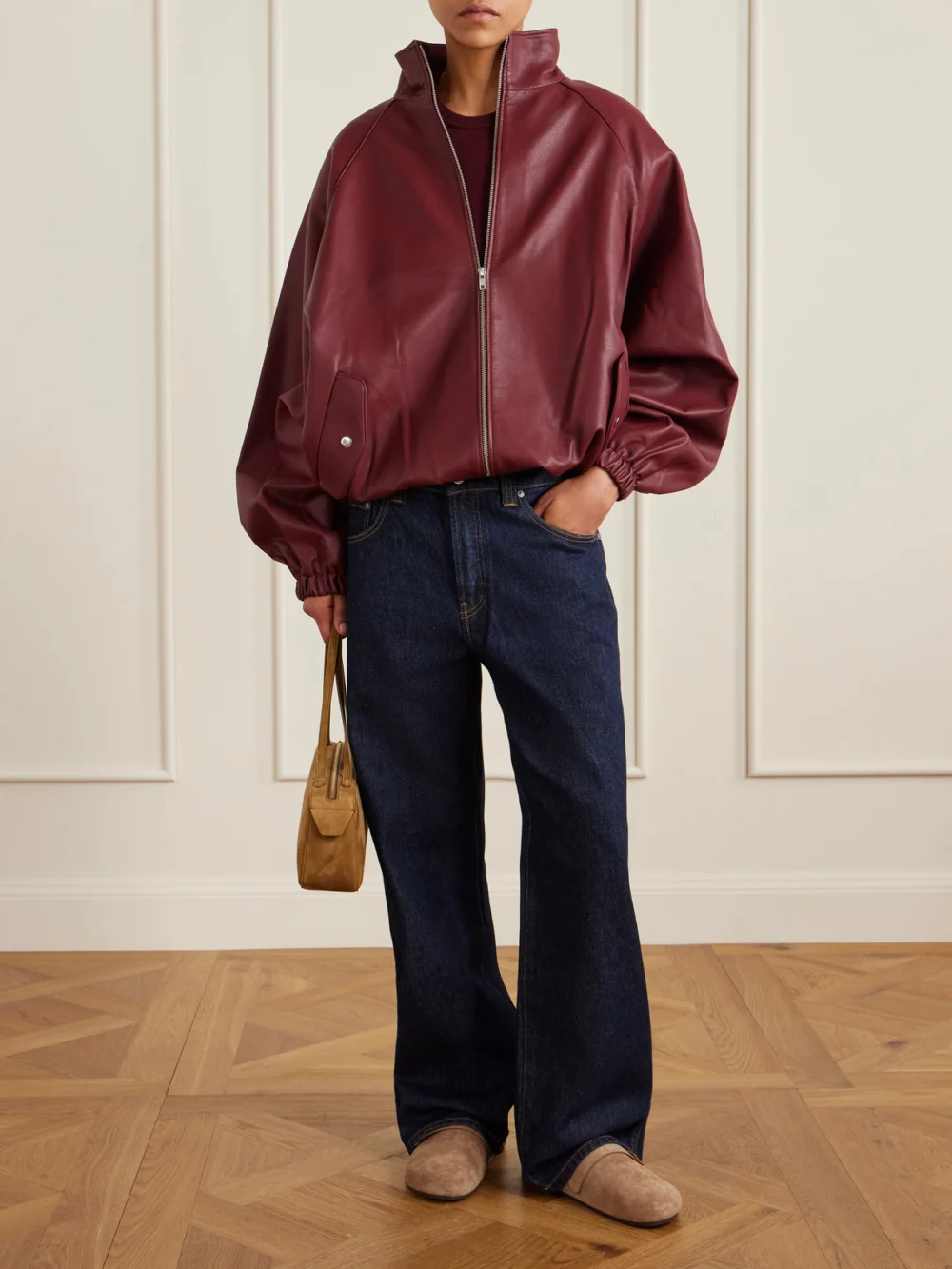 Tory Burch Mellow Embellished Suede Clogs, styled view