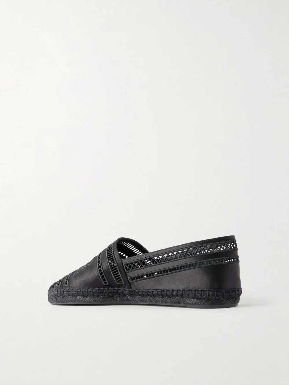 Back view of the Tory Burch Open Weave Embroidered Satin Espadrilles