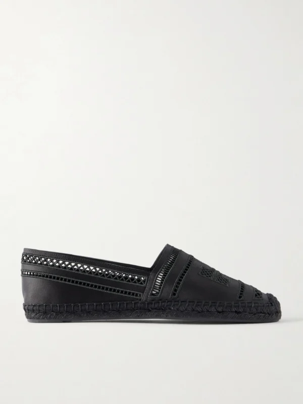 Tory Burch Open Weave Embroidered Satin Espadrilles