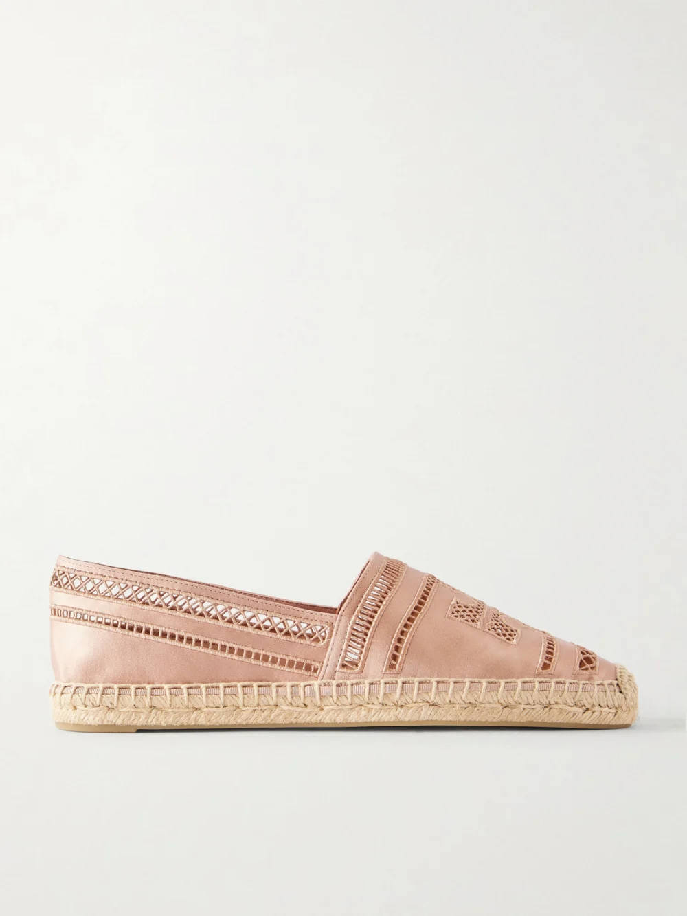 Tory Burch Open Weave Embroidered Satin Espadrilles in brown