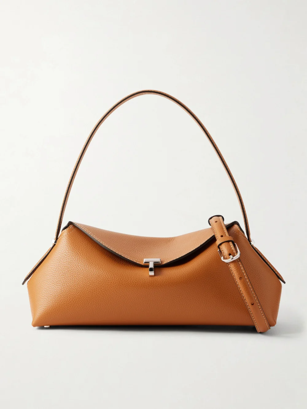 Totême T-lock Full-grain Leather Shoulder Bag in tan