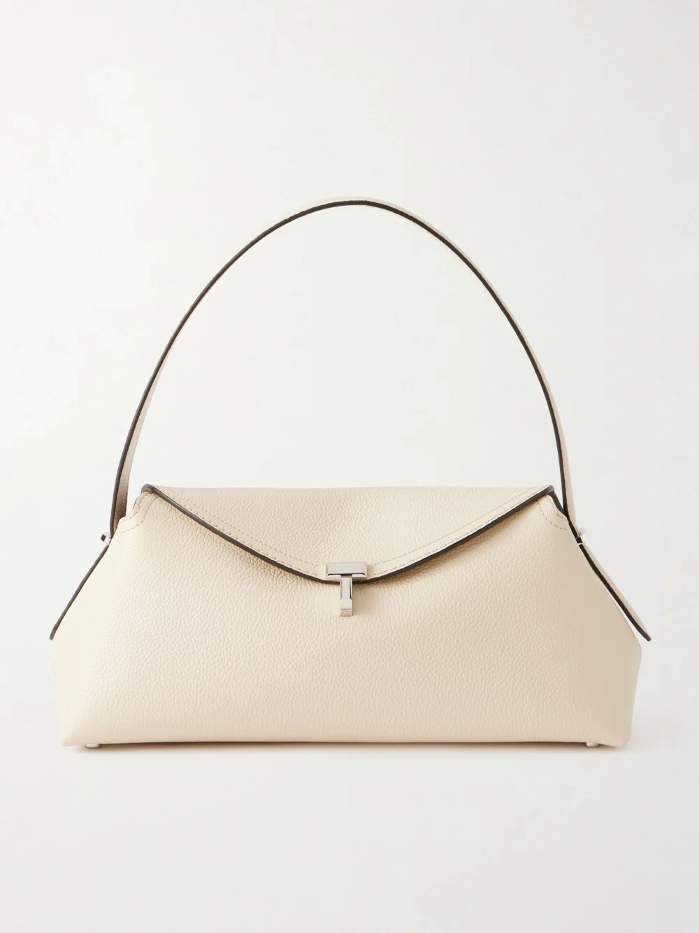 Totême T-lock Leather Shoulder Bag in white
