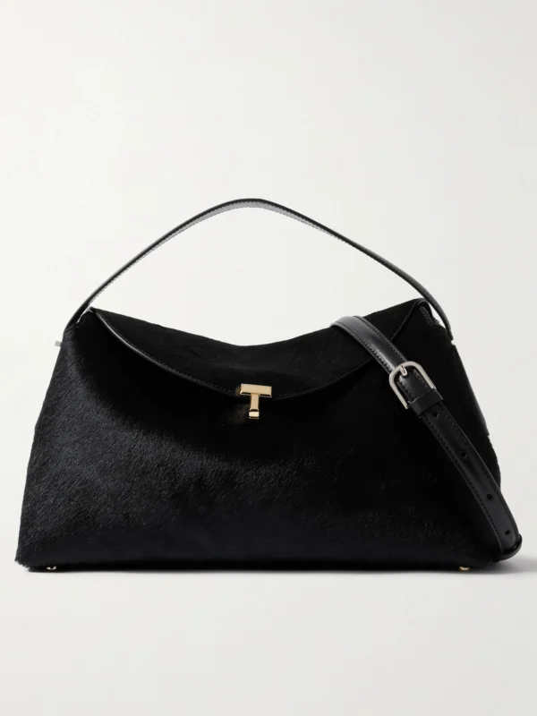 Totême T-lock Leather-trimmed Pony Hair Shoulder Bag
