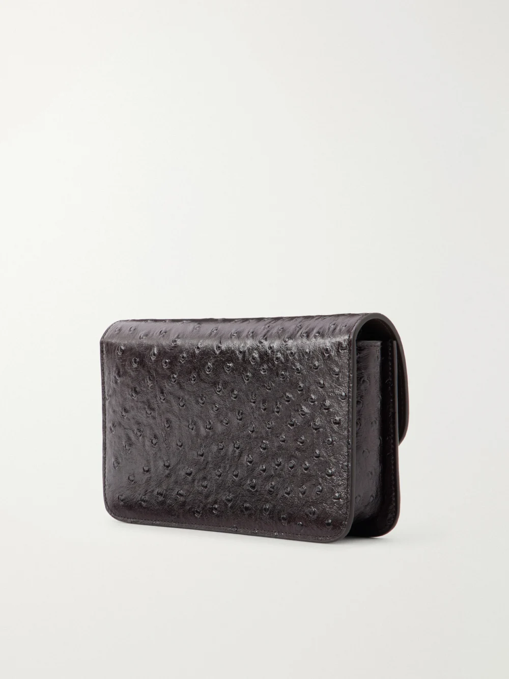 Back view of the Totême T-lock Ostrich-effect Leather Shoulder Bag