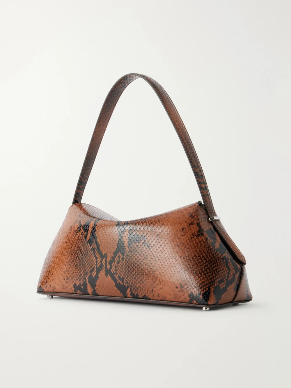 Back view of the Totême T-lock Snake-effect Leather Shoulder Bag