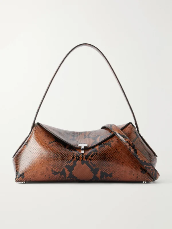 Totême T-lock Snake-effect Leather Shoulder Bag