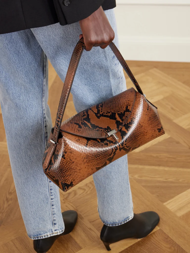 Totême T-lock Snake-effect Leather Shoulder Bag