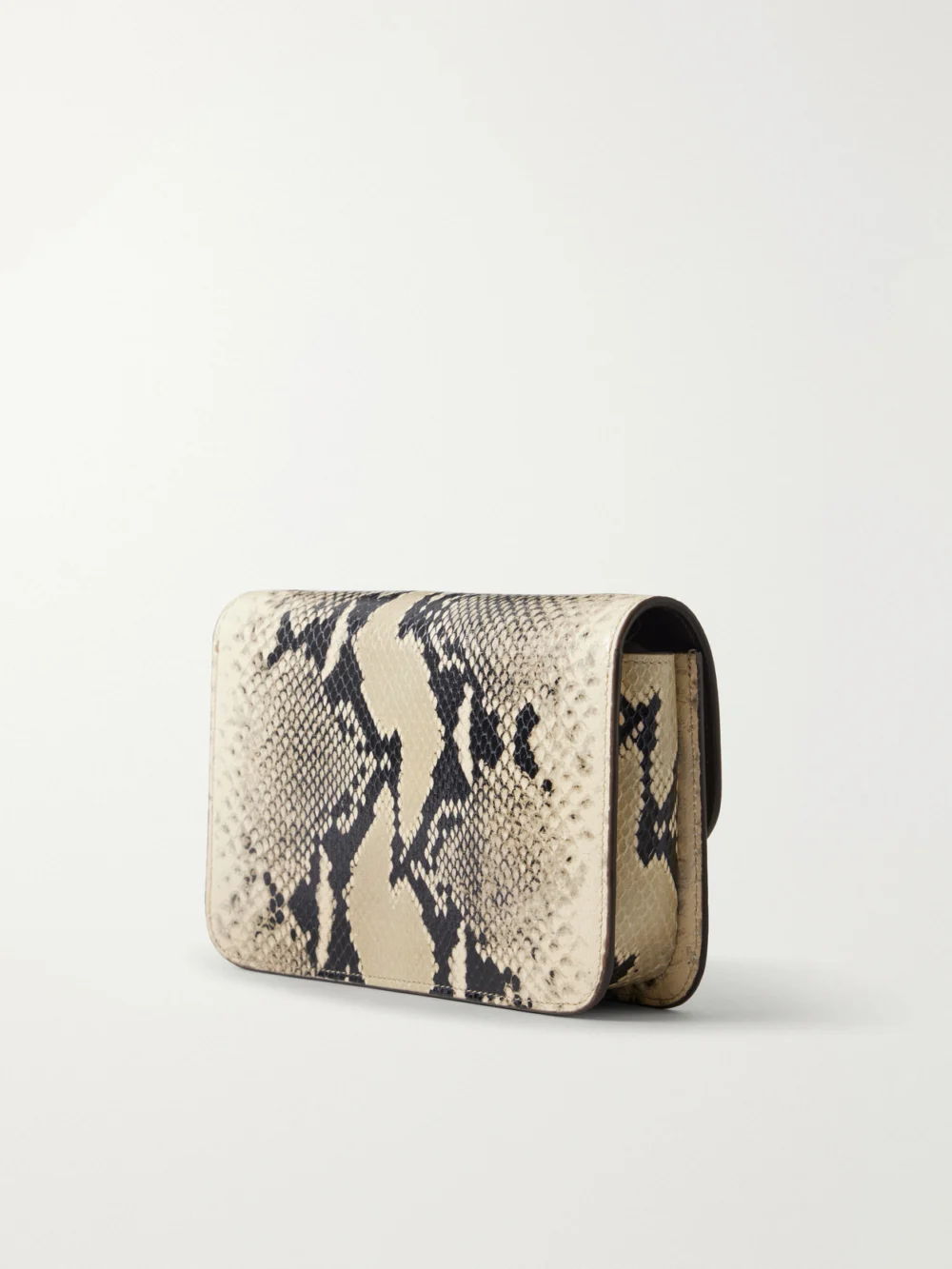 Back view of the Totême T-lock Snake-effect Leather Shoulder Bag