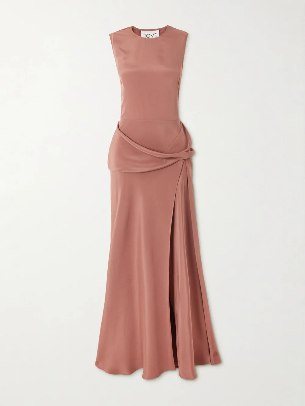 Tove Jadi Cutout Draped Satin Maxi Dress in brown