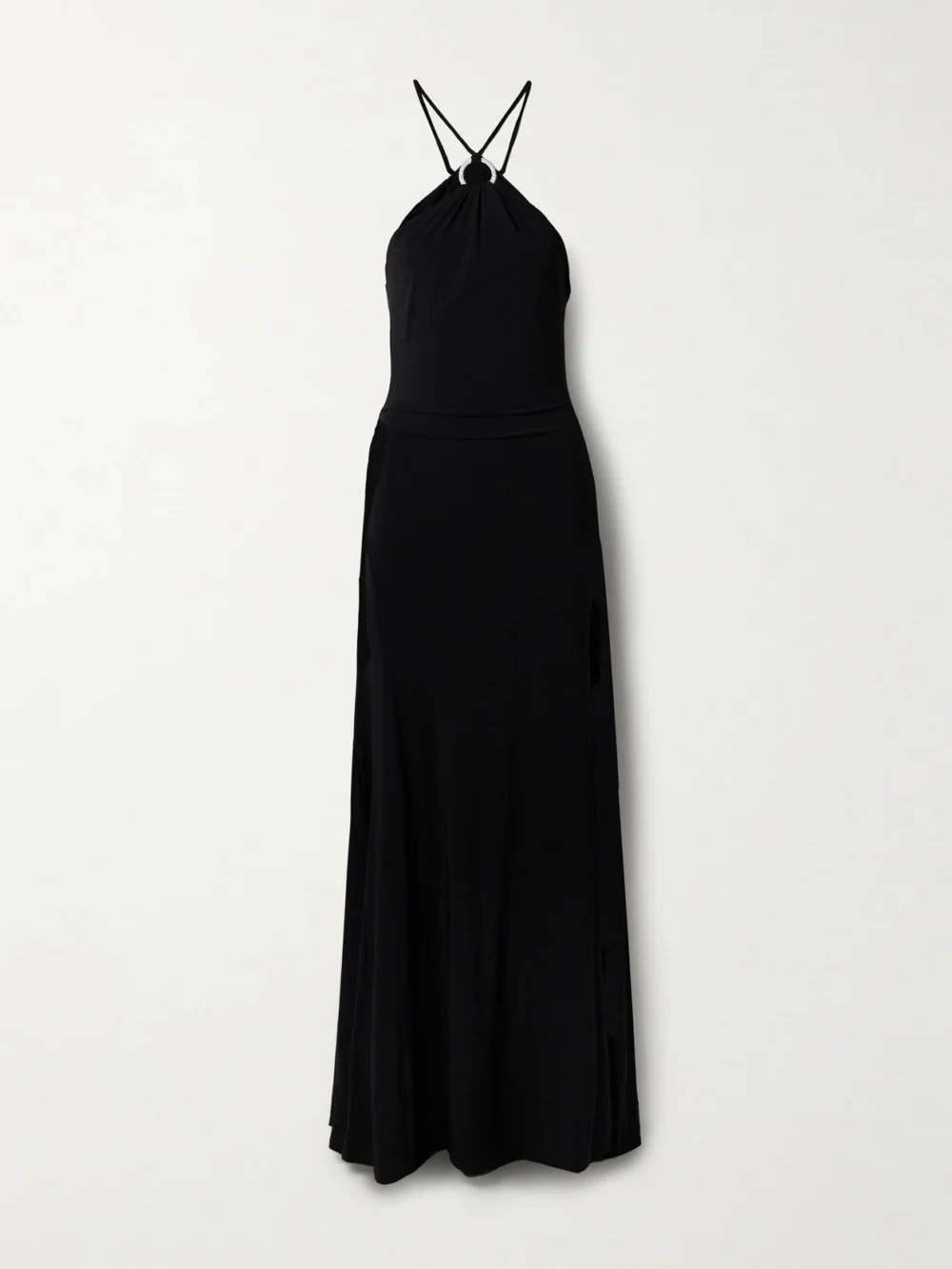 Tove Mika Embellished Stretch-knit Halterneck Maxi Dress in black