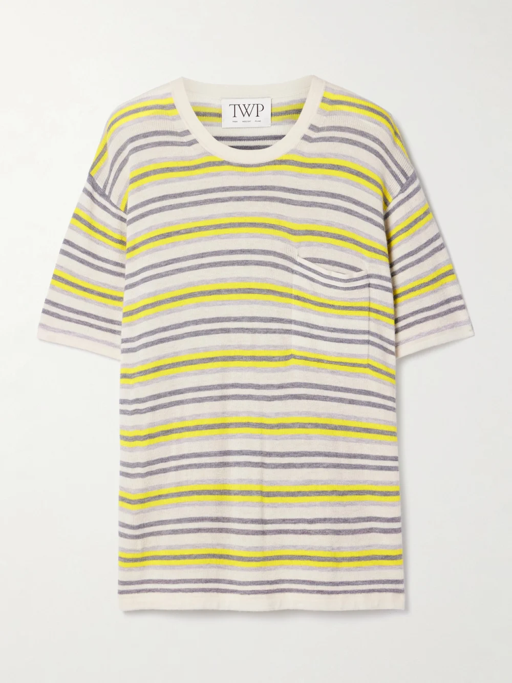 Twp Beach Stripe Big Boy Striped Cashmere T-shirt in yellow