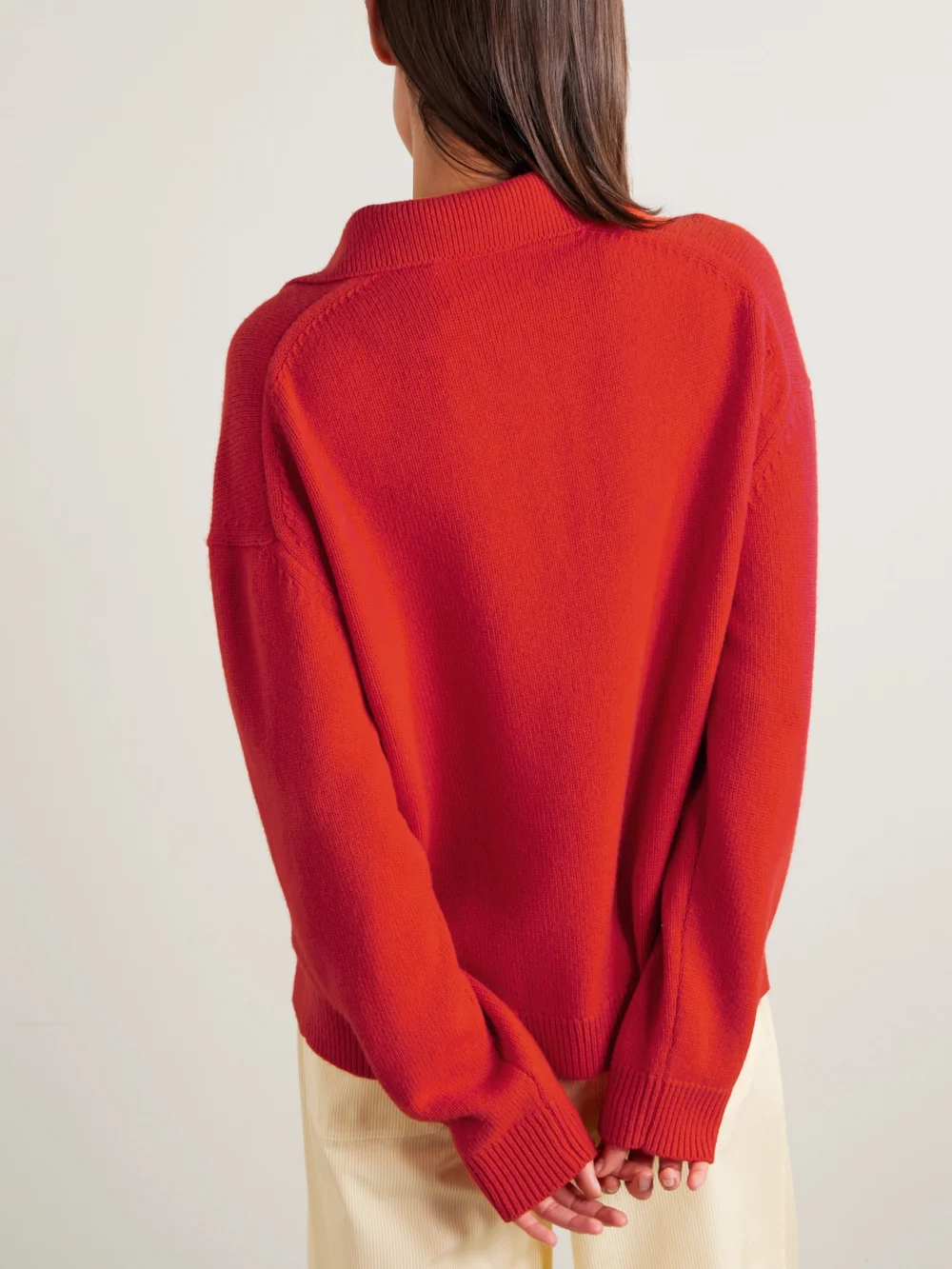 Back view of the Twp Cashmere Polo Sweater