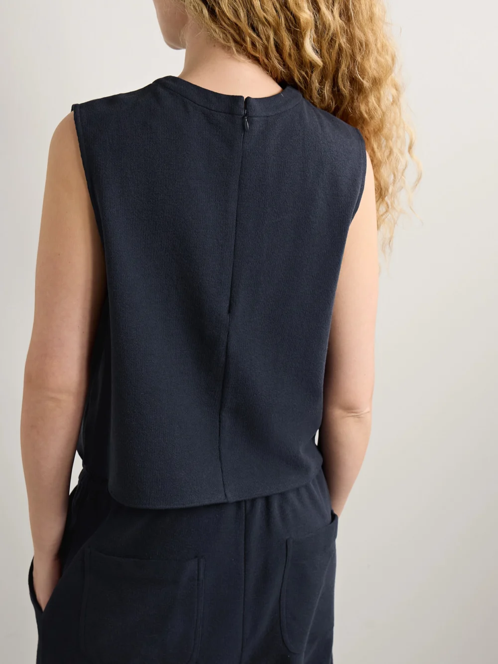 Back view of the Twp Cropped French Wool-blend Terry Tank