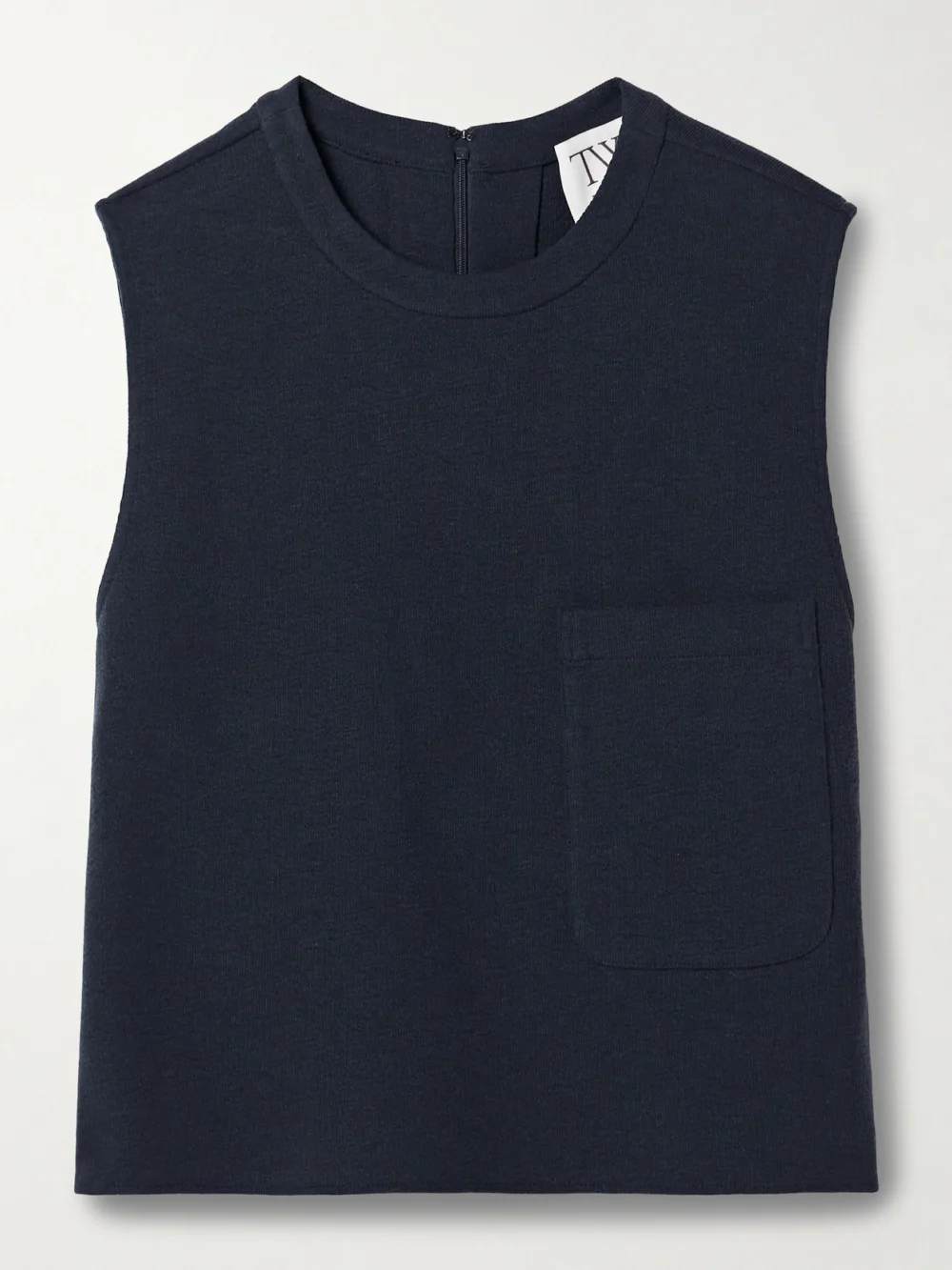 Twp Cropped French Wool-blend Terry Tank in navy
