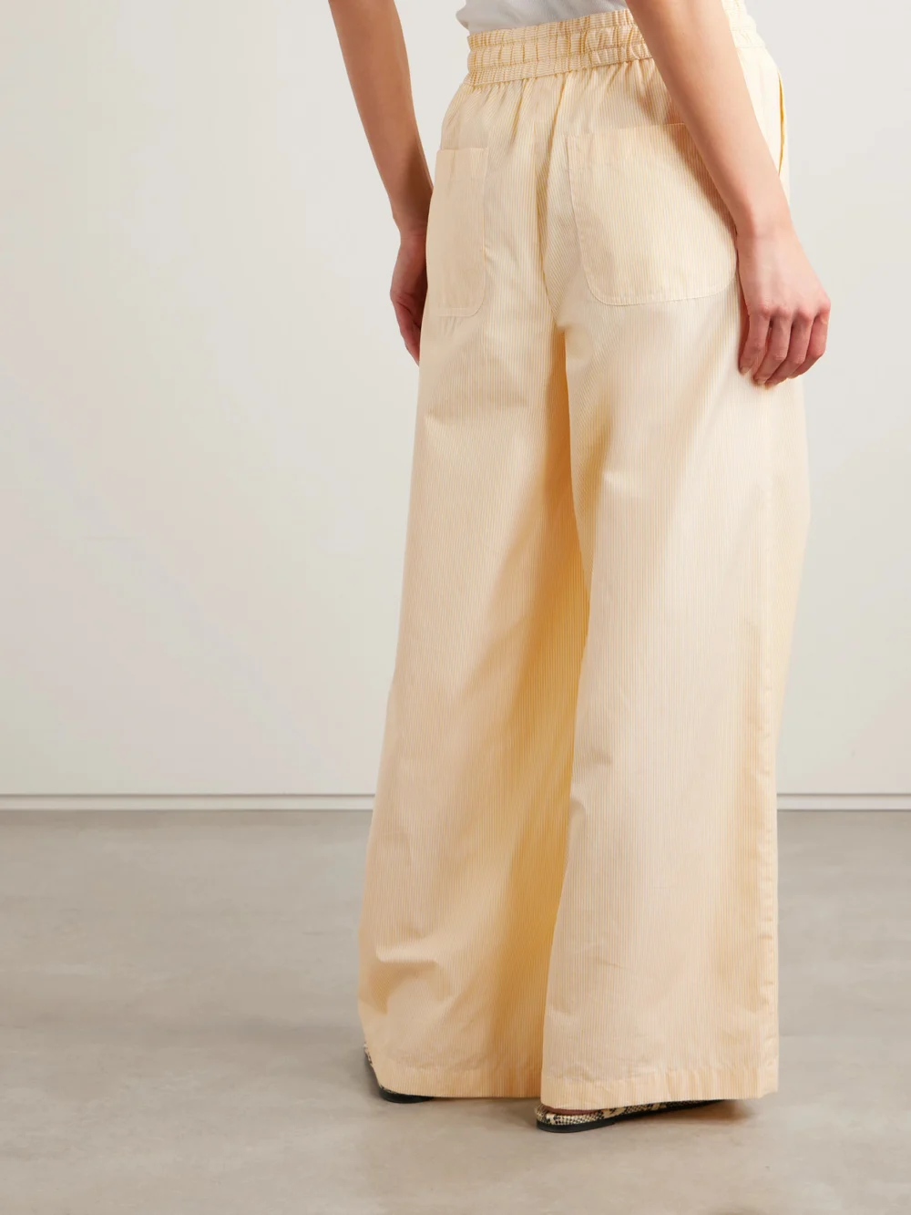 Back view of the Twp Main St. Striped Cotton-poplin Wide-leg Pants