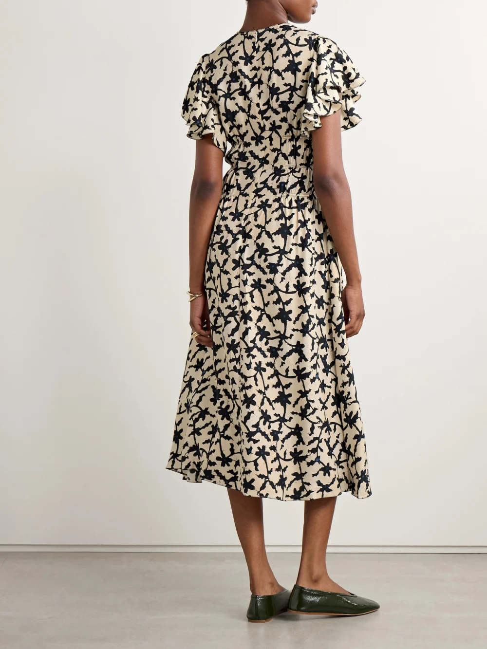Back view of the Ulla Johnson Anais Printed Crepe Midi Dress