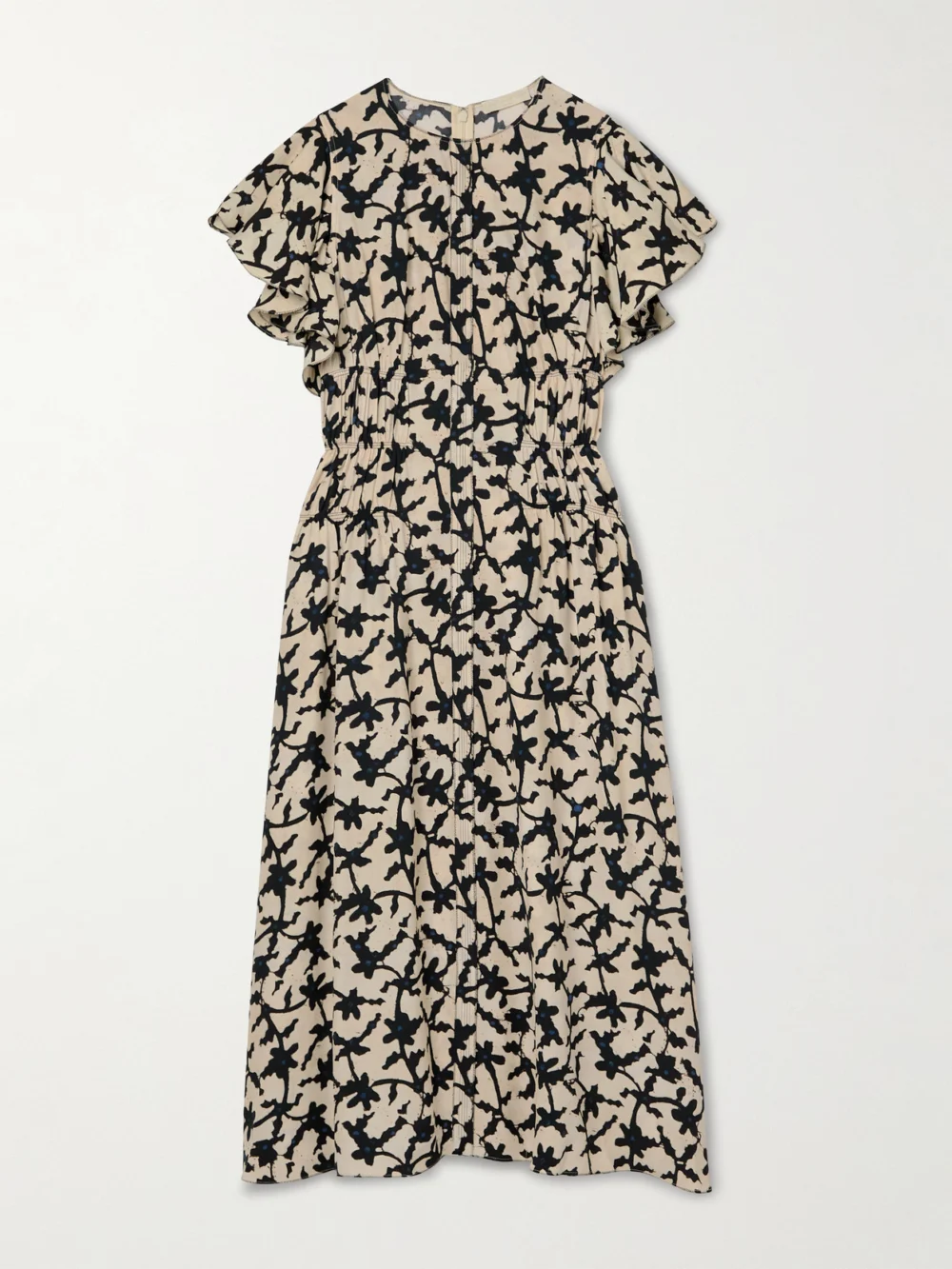 Ulla Johnson Anais Printed Crepe Midi Dress in white