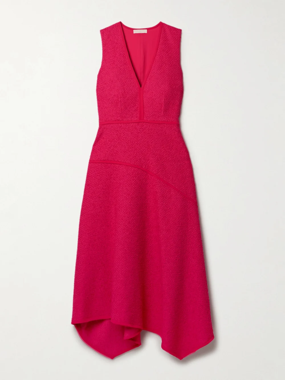 Ulla Johnson Florence Chiffon-trimmed Cotton-blend Tweed Midi Dress in bright pink