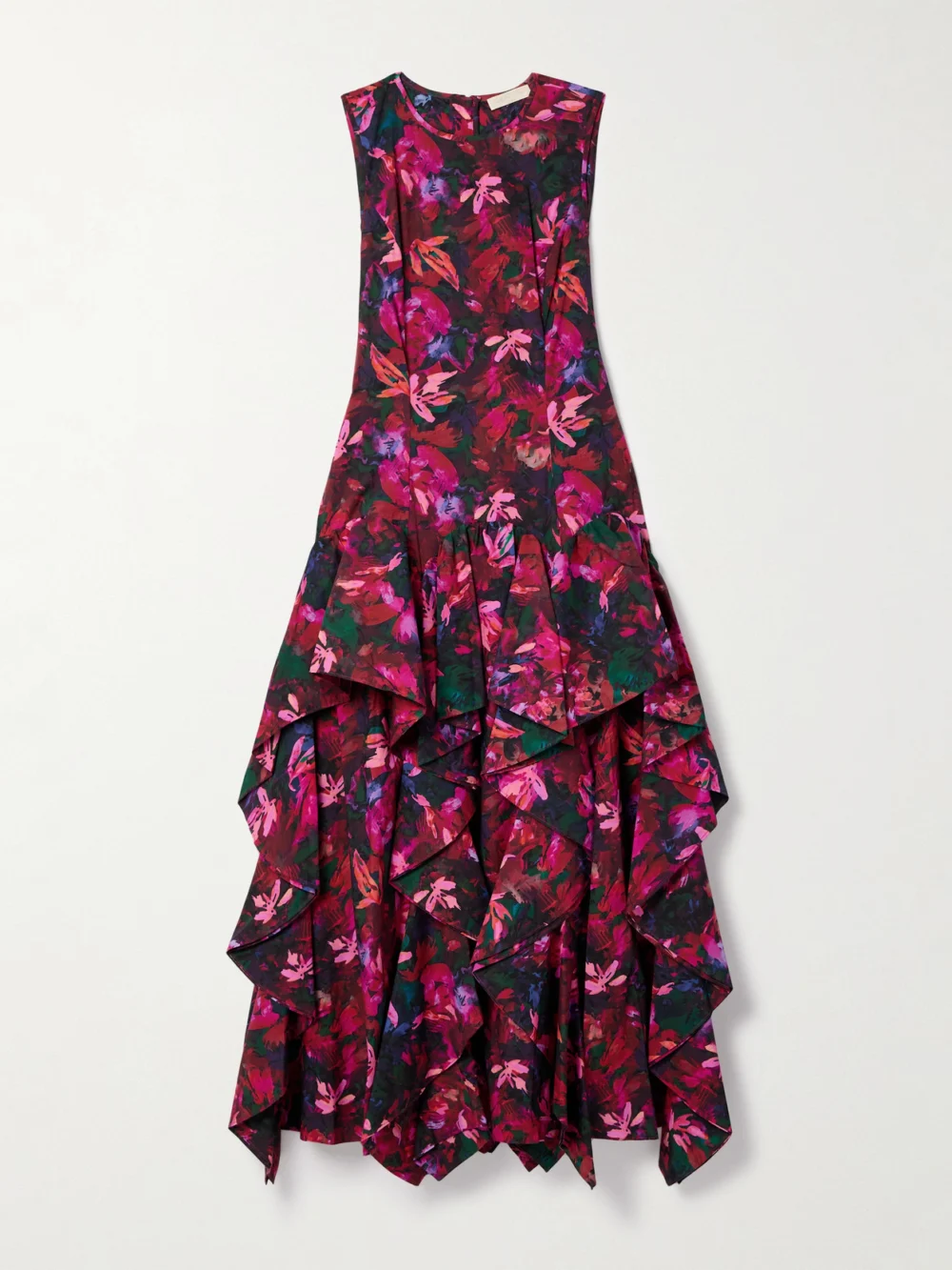 Ulla Johnson Mural Ruffled Floral-print Cotton-poplin Maxi Dress in red