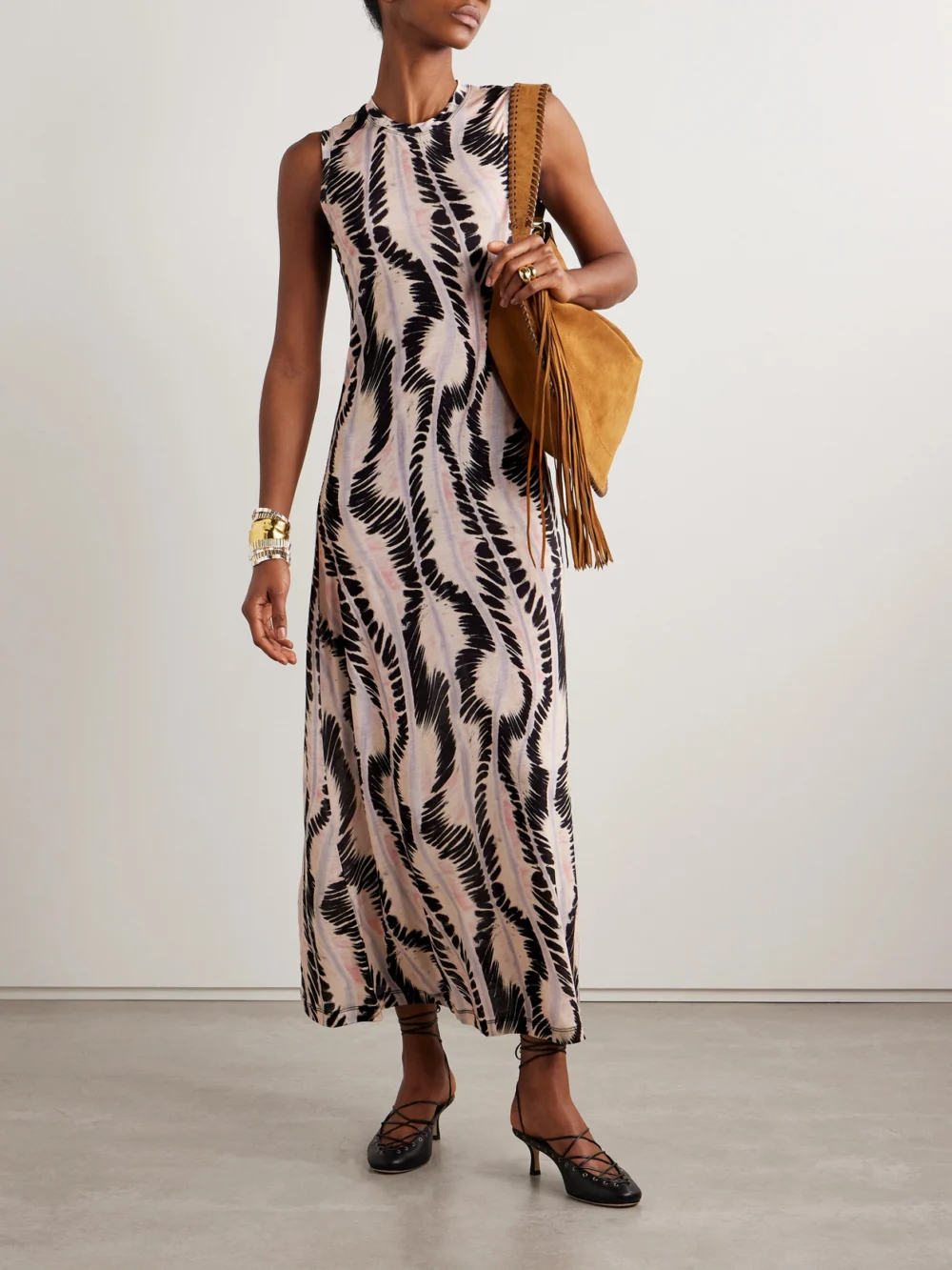 Ulla Johnson Orla Printed Lyocell-jersey Midi Dress, worn by a model
