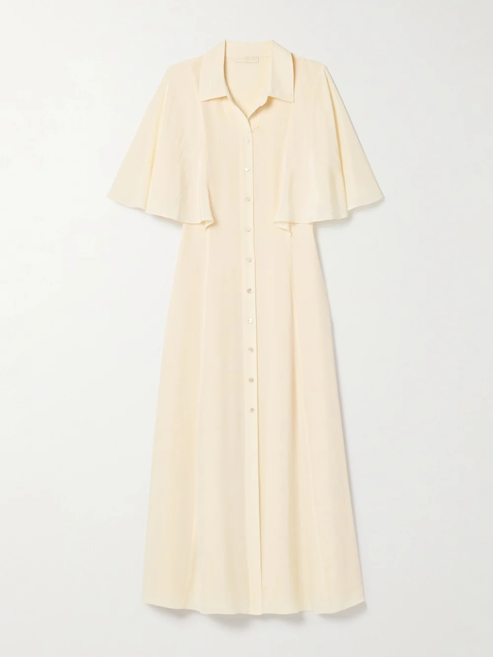 Ulla Johnson Silhouette Silk Crepe De Chine Midi Shirt Dress in cream