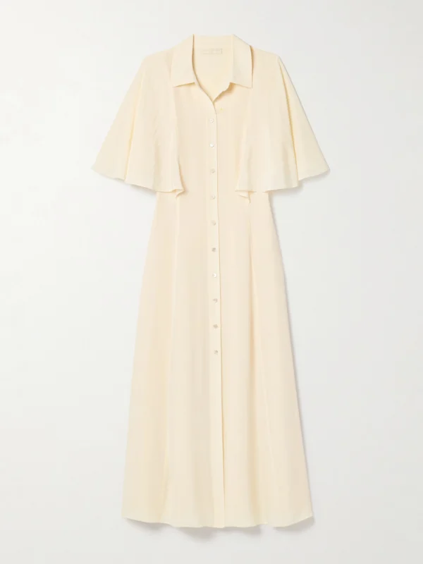 Ulla Johnson Silhouette Silk Crepe De Chine Midi Shirt Dress