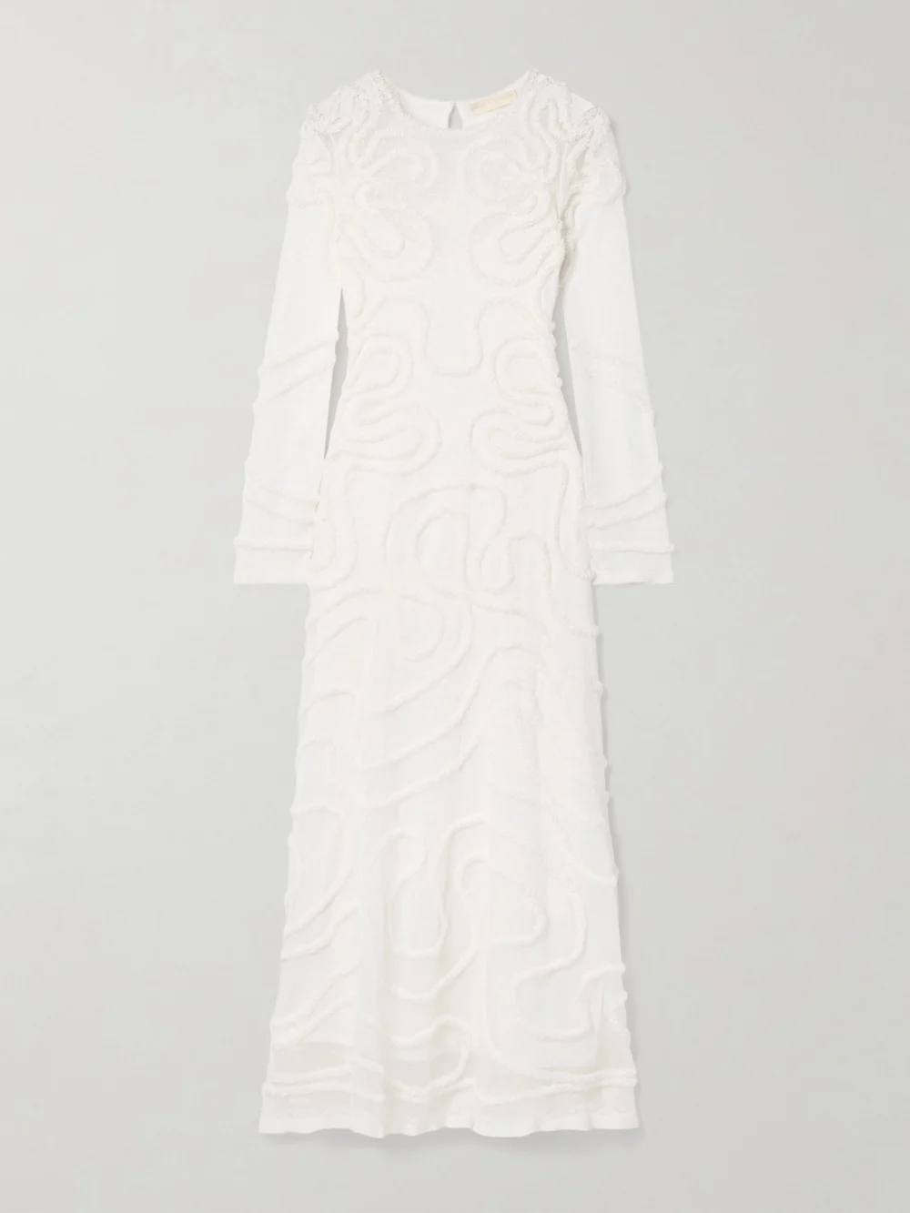 Ulla Johnson Valentina Appliquéd Pointelle-knit Midi Dress in ivory