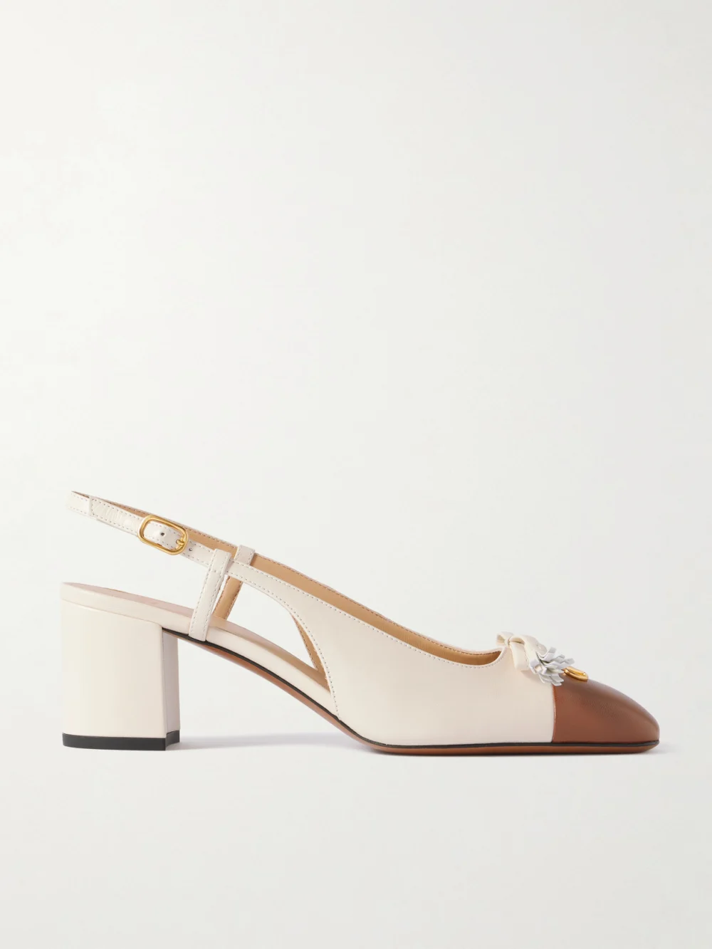 Valentino Garavani Vlogo 65 Tasseled Leather Slingback Pumps in ecru