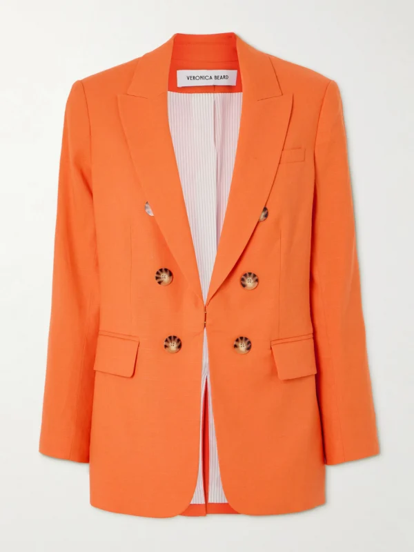 Veronica Beard Bexley Dickey Button-embellished Linen-blend Blazer