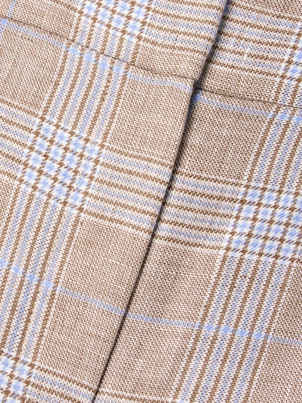 Close-up detail of the Veronica Beard Brixton Cropped Checked Linen Wide-leg Pants