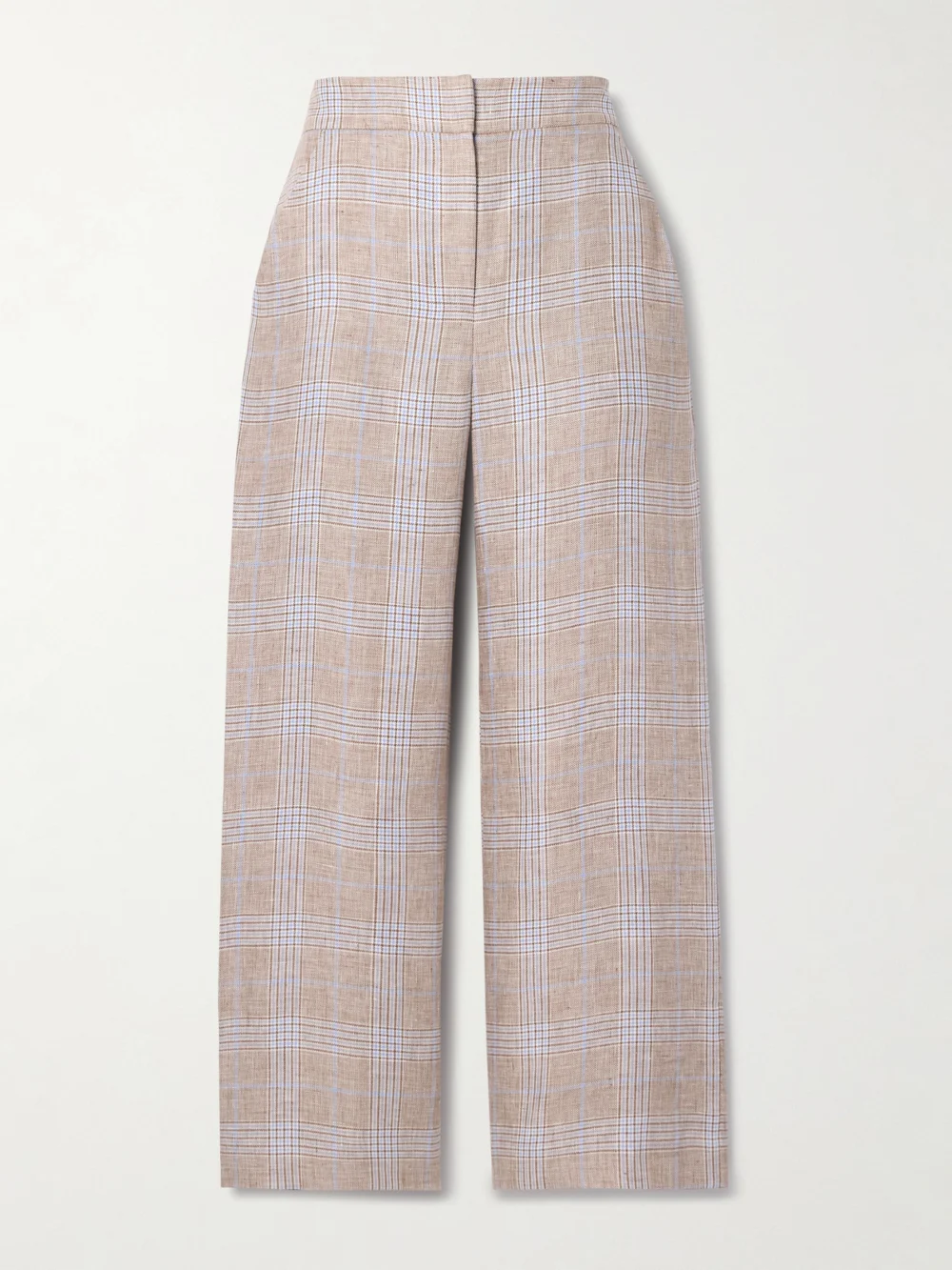 Veronica Beard Brixton Cropped Checked Linen Wide-leg Pants in brown