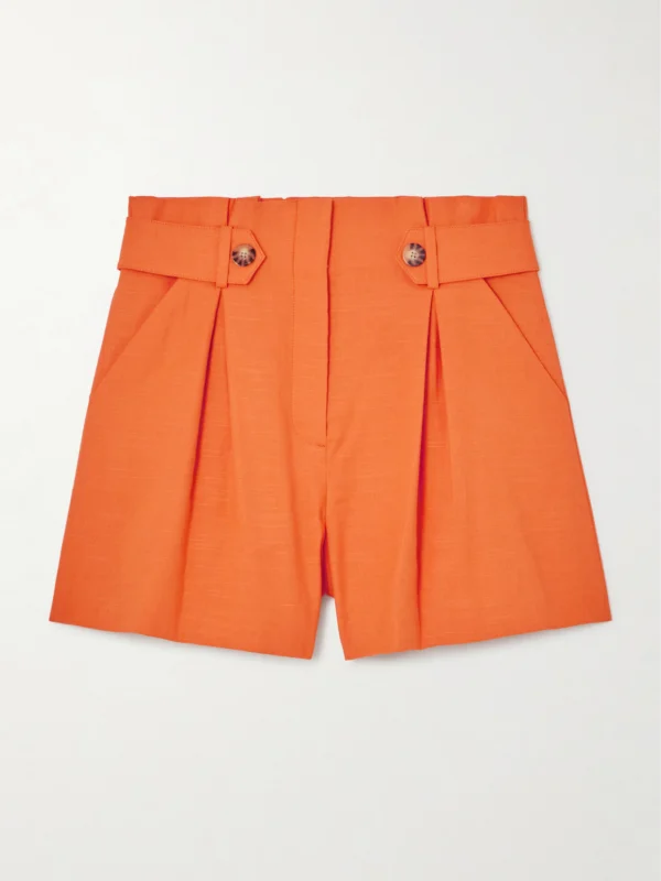 Veronica Beard Franzi Pleated Linen-blend Shorts