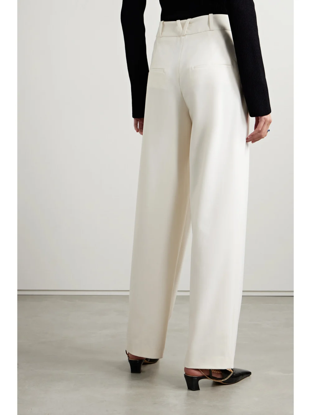 Back view of the Veronica Beard Lagarde Pleated Crepe Wide-leg Pants